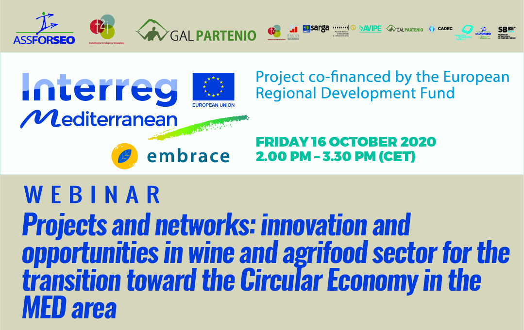 WEBINAR – Projects and networks: innovation and opportunities in wine and agrifood sector for the transition toward the Circular Economy in the MED area