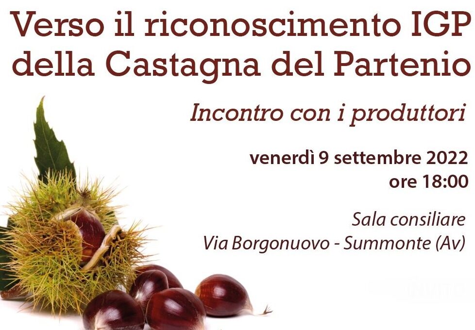 VERSO IL RICONOSCIMENTO IGP DELLA CASTAGNA DEL PARTENIO – INCONTRO CON I PRODUTTORI – 9 SETTEMBRE 2022 ORE 18:00