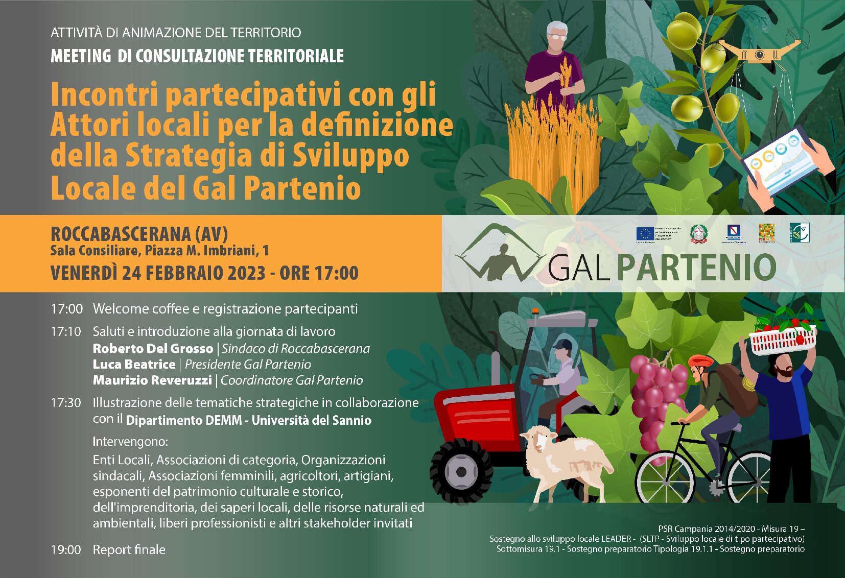 Programma di Sviluppo Rurale Campania 2014/2020. Misura 19 Sostegno allo Sviluppo locale Leader – Sviluppo Locale di Tipo Partecipativo – Sottomisura 19.1 Sostegno preparatorio – Tipologia 19.1.1 – Sostegno preparatorio.
