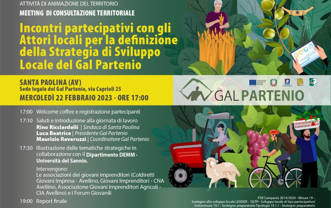 Programma di Sviluppo Rurale Campania 2014/2020. Misura 19 Sostegno allo Sviluppo locale Leader – Sviluppo Locale di Tipo Partecipativo – Sottomisura 19.1 Sostegno preparatorio – Tipologia 19.1.1 – Sostegno preparatorio.