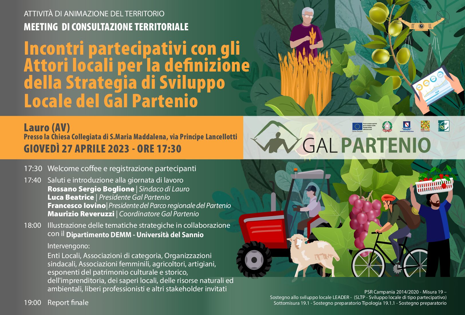 Programma di Sviluppo Rurale Campania 2014/2020. Misura 19 Sostegno allo Sviluppo locale Leader – Sviluppo Locale di Tipo Partecipativo – Sottomisura 19.1 Sostegno preparatorio – Tipologia 19.1.1 – Sostegno preparatorio.