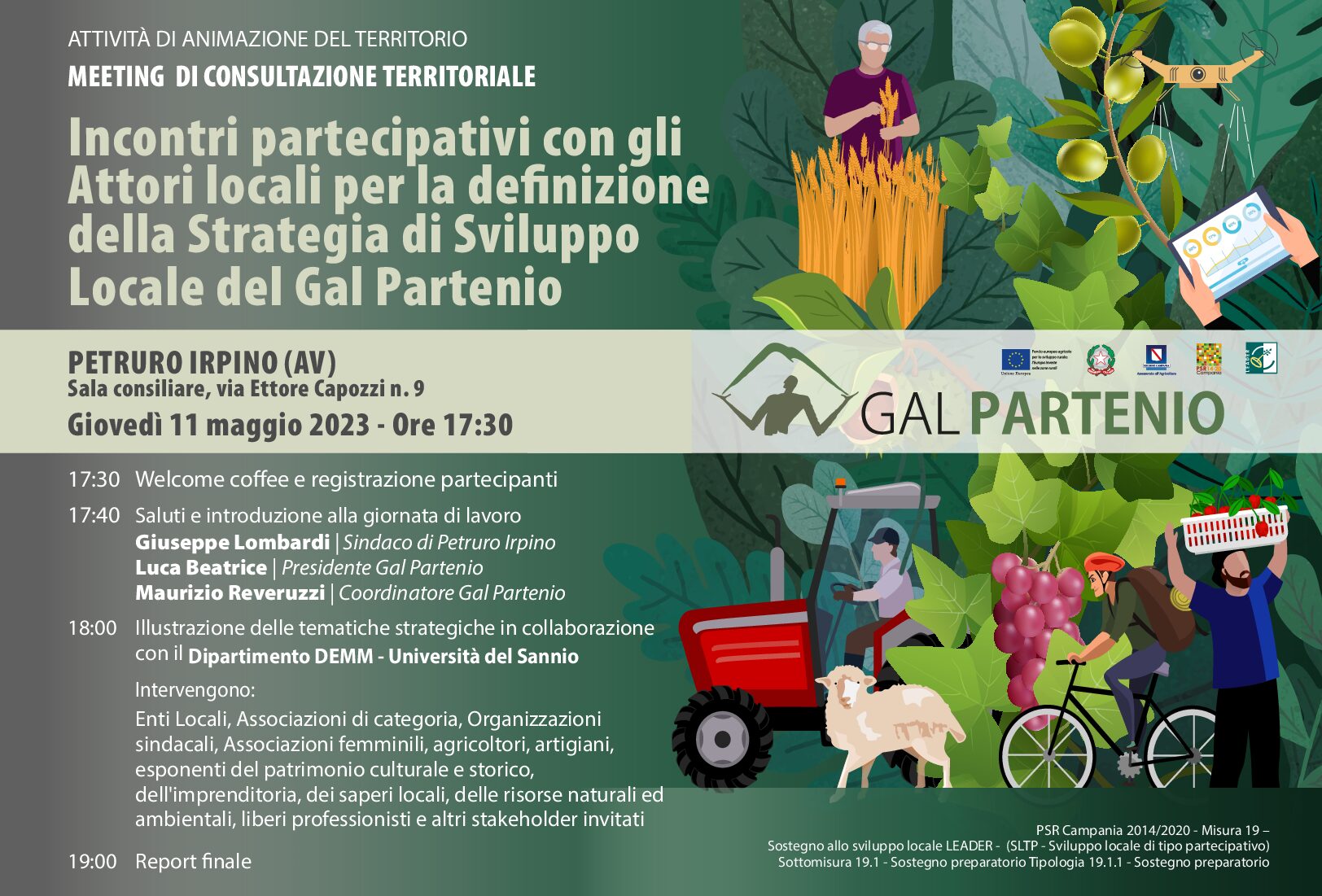 Programma di Sviluppo Rurale Campania 2014/2020. Misura 19 Sostegno allo Sviluppo locale Leader – Sviluppo Locale di Tipo Partecipativo – Sottomisura 19.1 Sostegno preparatorio – Tipologia 19.1.1 – Sostegno preparatorio.