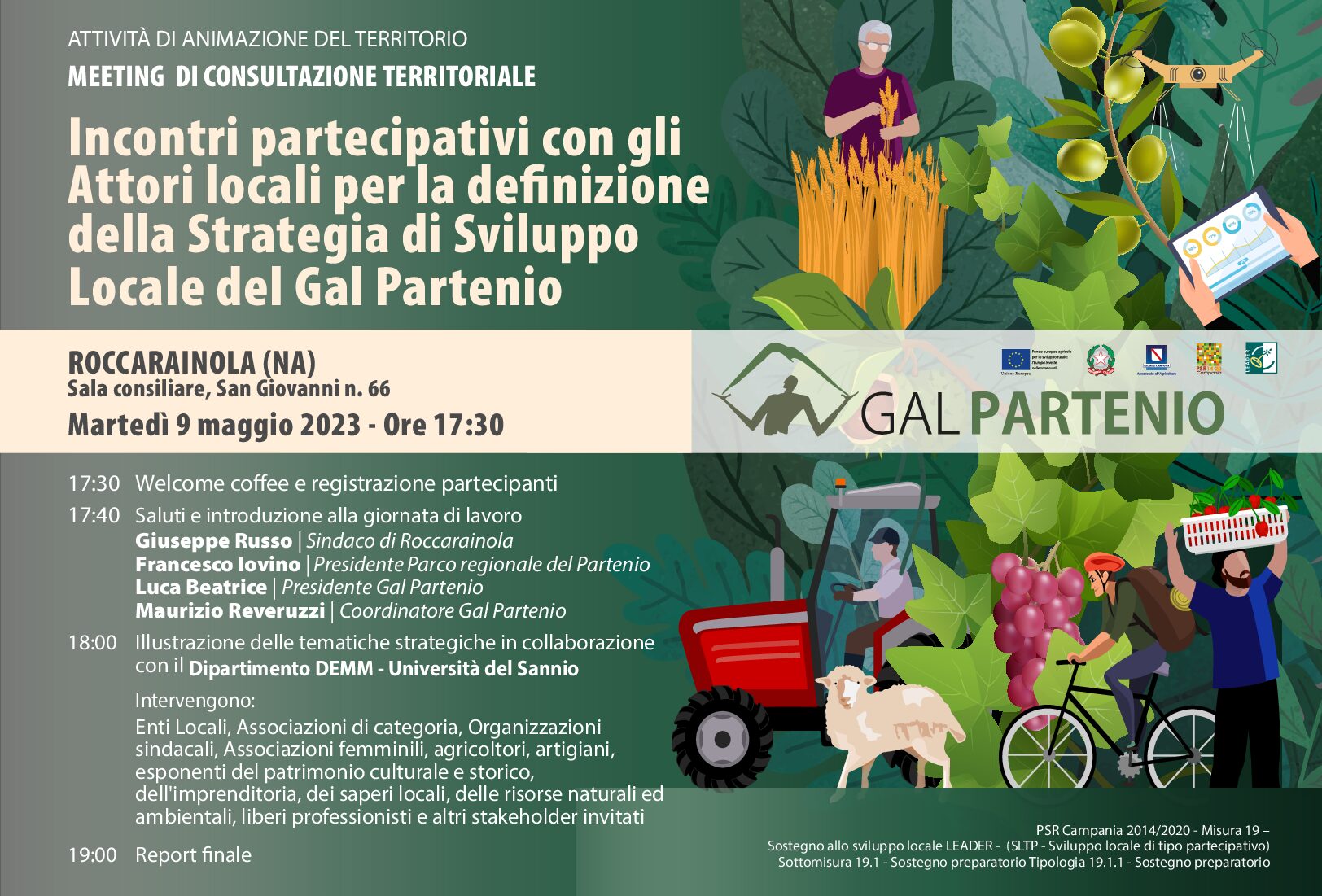 Programma di Sviluppo Rurale Campania 2014/2020. Misura 19 Sostegno allo Sviluppo locale Leader – Sviluppo Locale di Tipo Partecipativo – Sottomisura 19.1 Sostegno preparatorio – Tipologia 19.1.1 – Sostegno preparatorio.