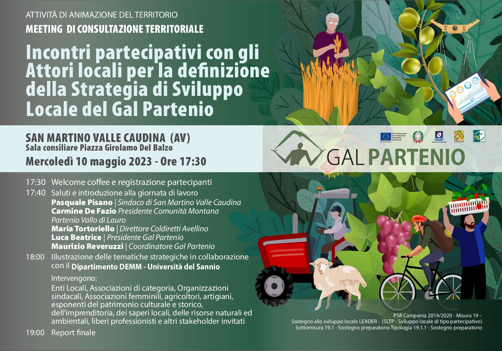Programma di Sviluppo Rurale Campania 2014/2020. Misura 19 Sostegno allo Sviluppo locale Leader – Sviluppo Locale di Tipo Partecipativo – Sottomisura 19.1 Sostegno preparatorio – Tipologia 19.1.1 – Sostegno preparatorio.