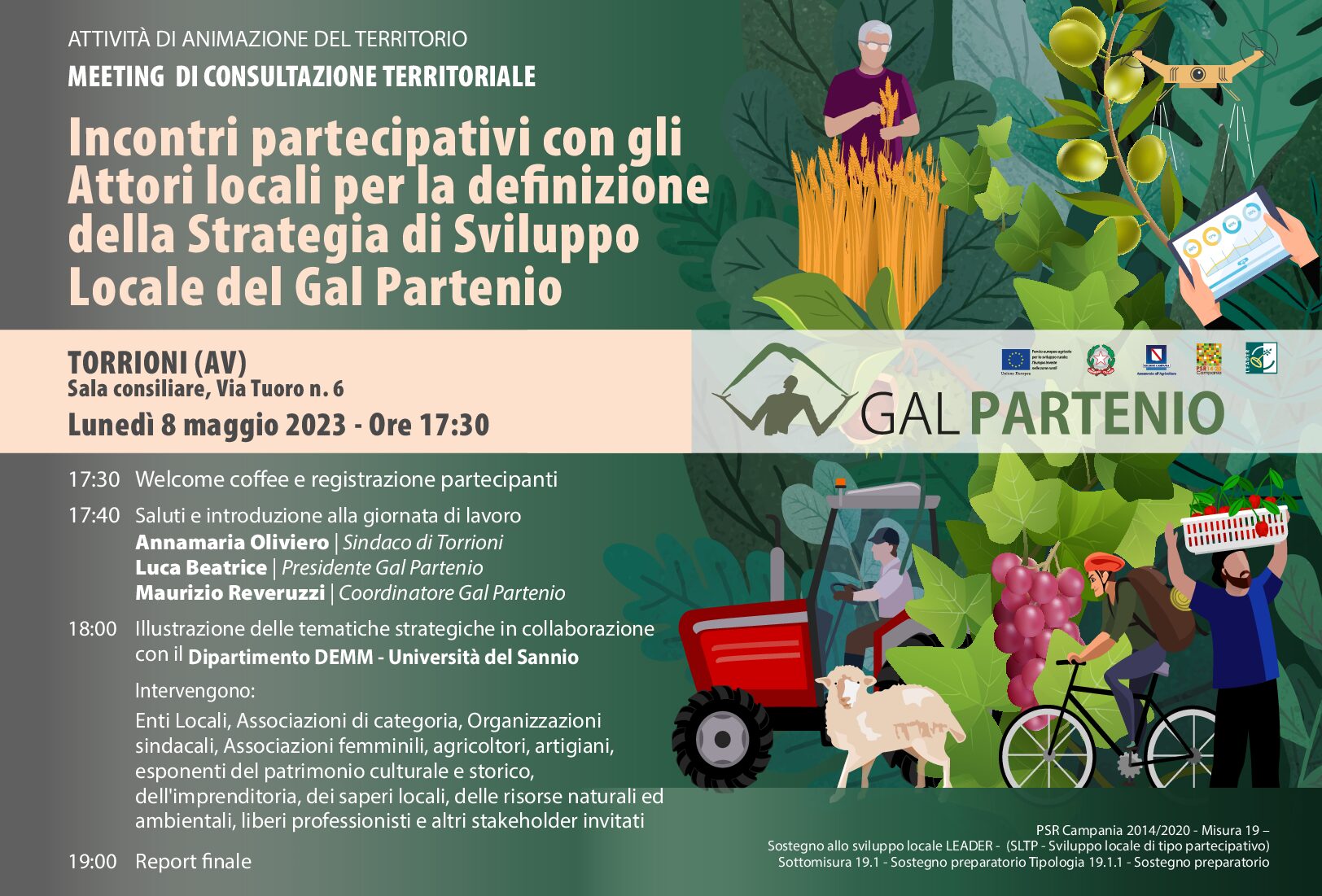 Programma di Sviluppo Rurale Campania 2014/2020. Misura 19 Sostegno allo Sviluppo locale Leader – Sviluppo Locale di Tipo Partecipativo – Sottomisura 19.1 Sostegno preparatorio – Tipologia 19.1.1 – Sostegno preparatorio.